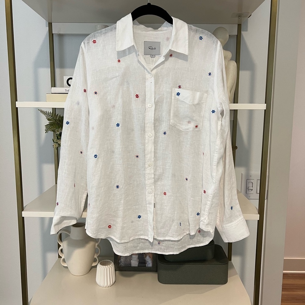 Rails Charli Shirt – Multi Daisy Embroidery Size Small